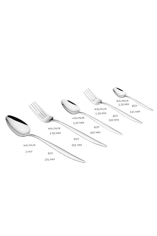 ARVEY 30 Parça 6 Kişilik Çatal Kaşık Takımı Sivri Model (kutulu)